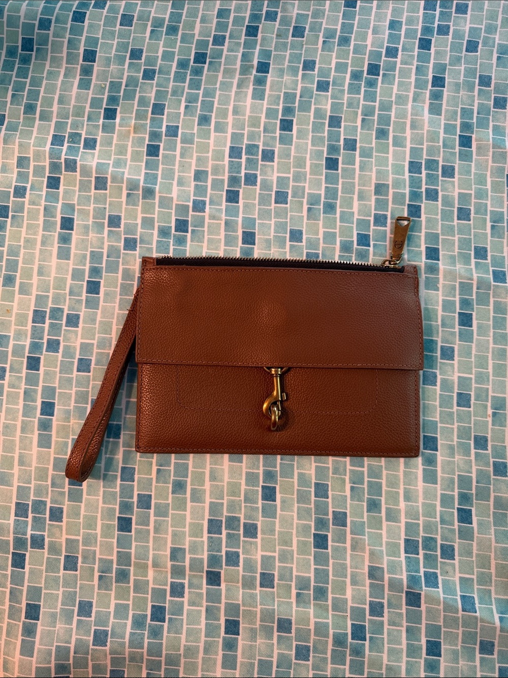 Etienne Aigner Brown Leather Wristlet with Detachable Strap